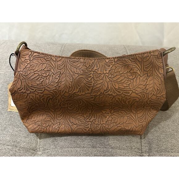 NWT Frye & Co Floral Tooled Shoulder Bag - Picture 1 of 12